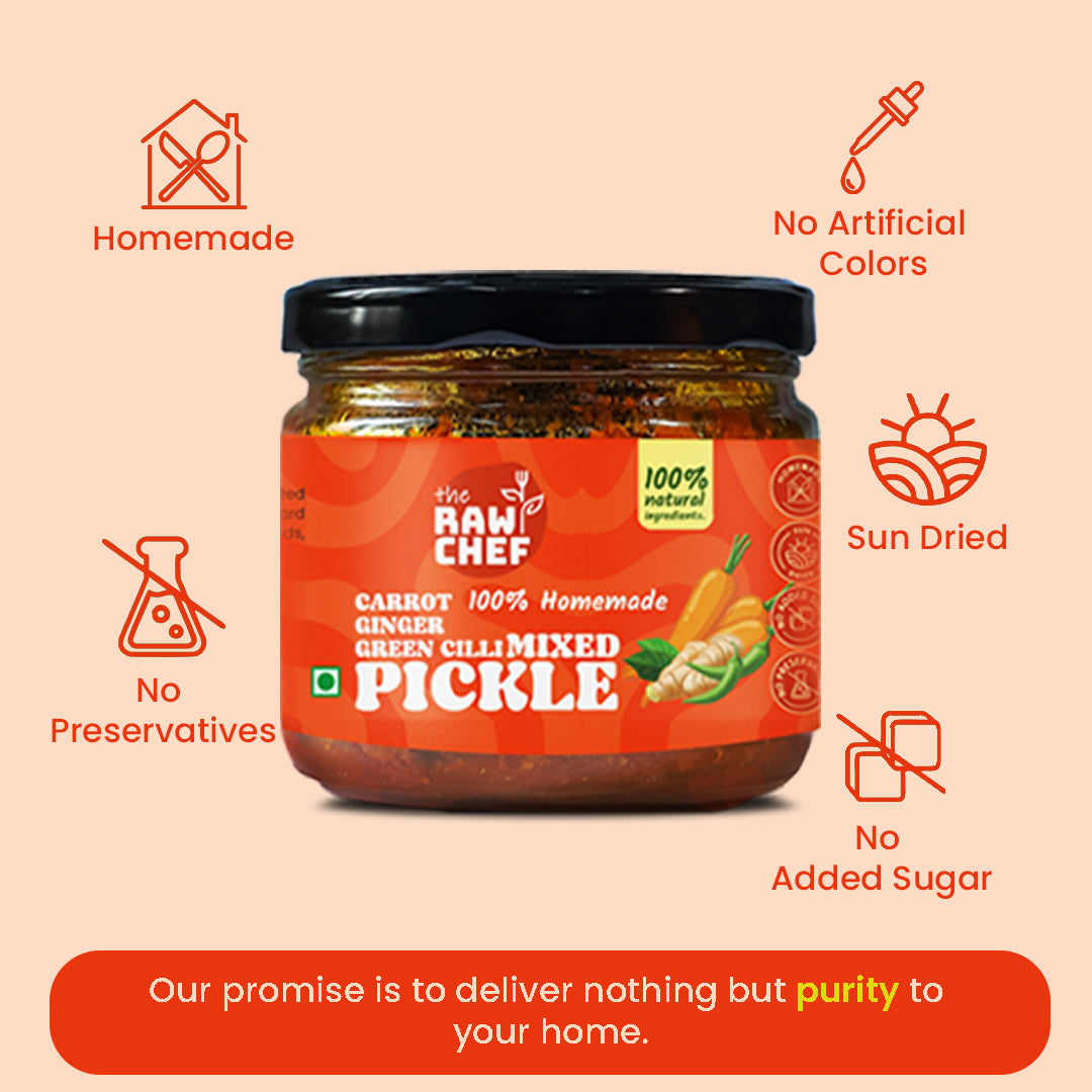 Homemade Carrot+Lemon+Ginger+Green Chilli- Mix Pickle