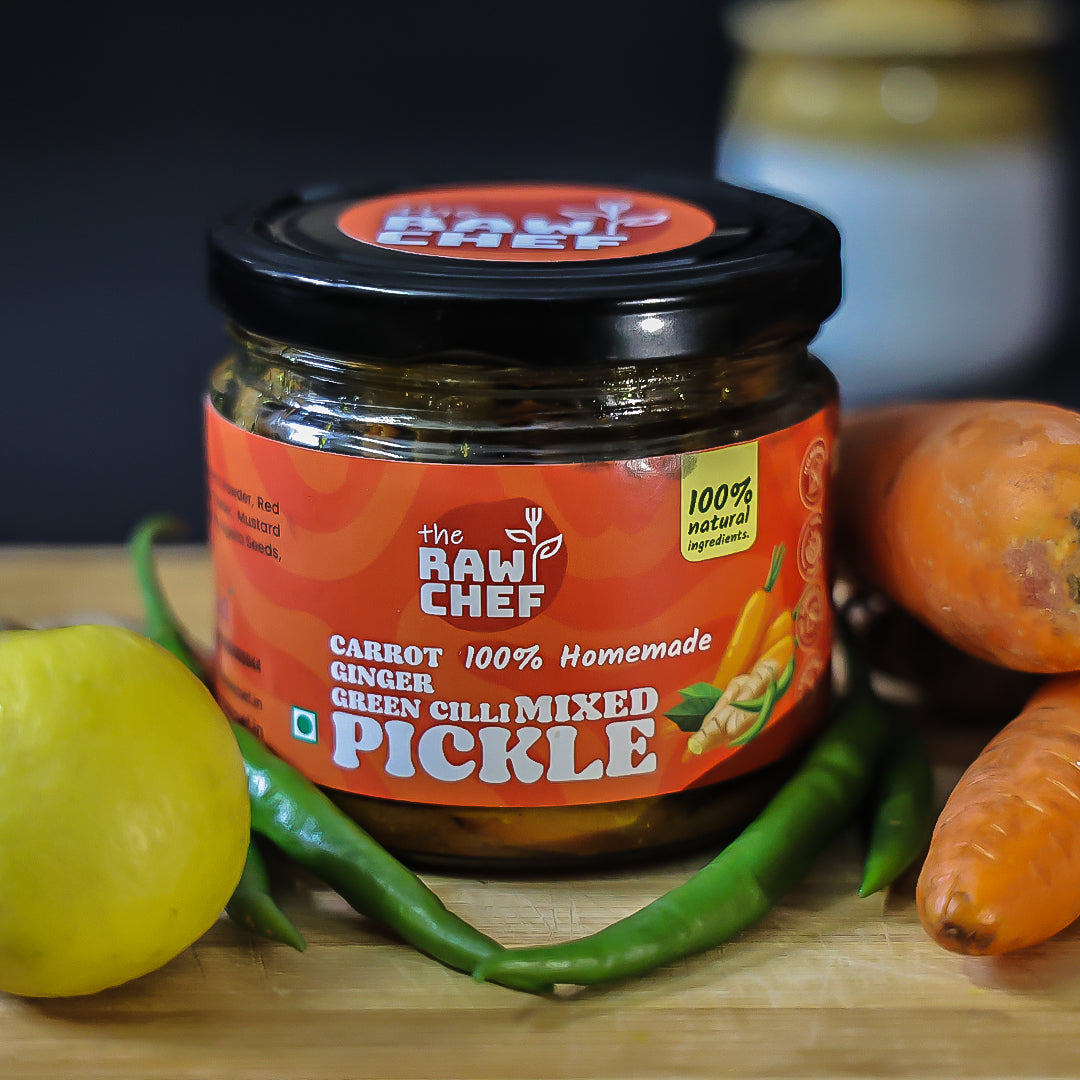 Homemade Carrot+Lemon+Ginger+Green Chilli- Mix Pickle