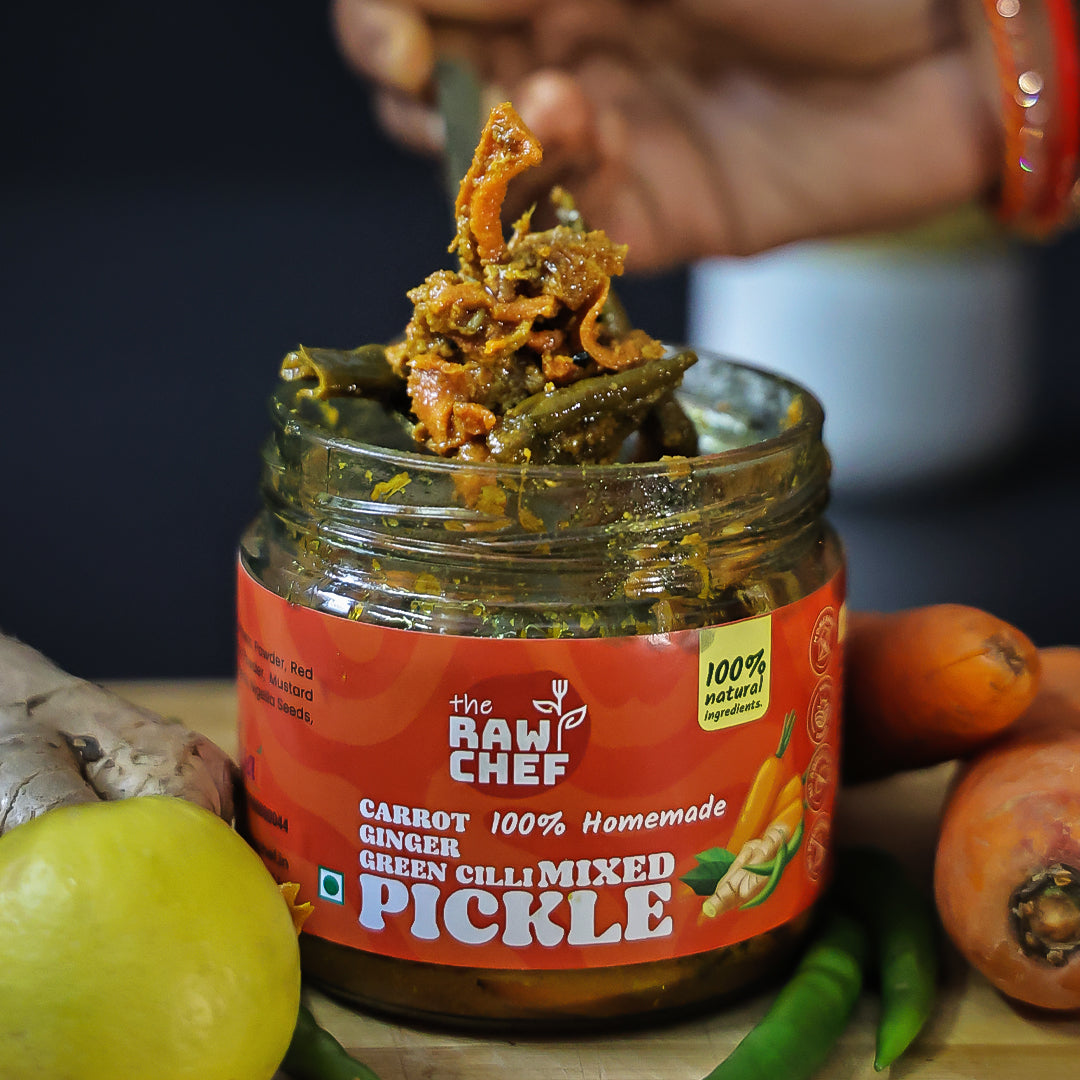 Homemade Carrot+Lemon+Ginger+Green Chilli- Mix Pickle